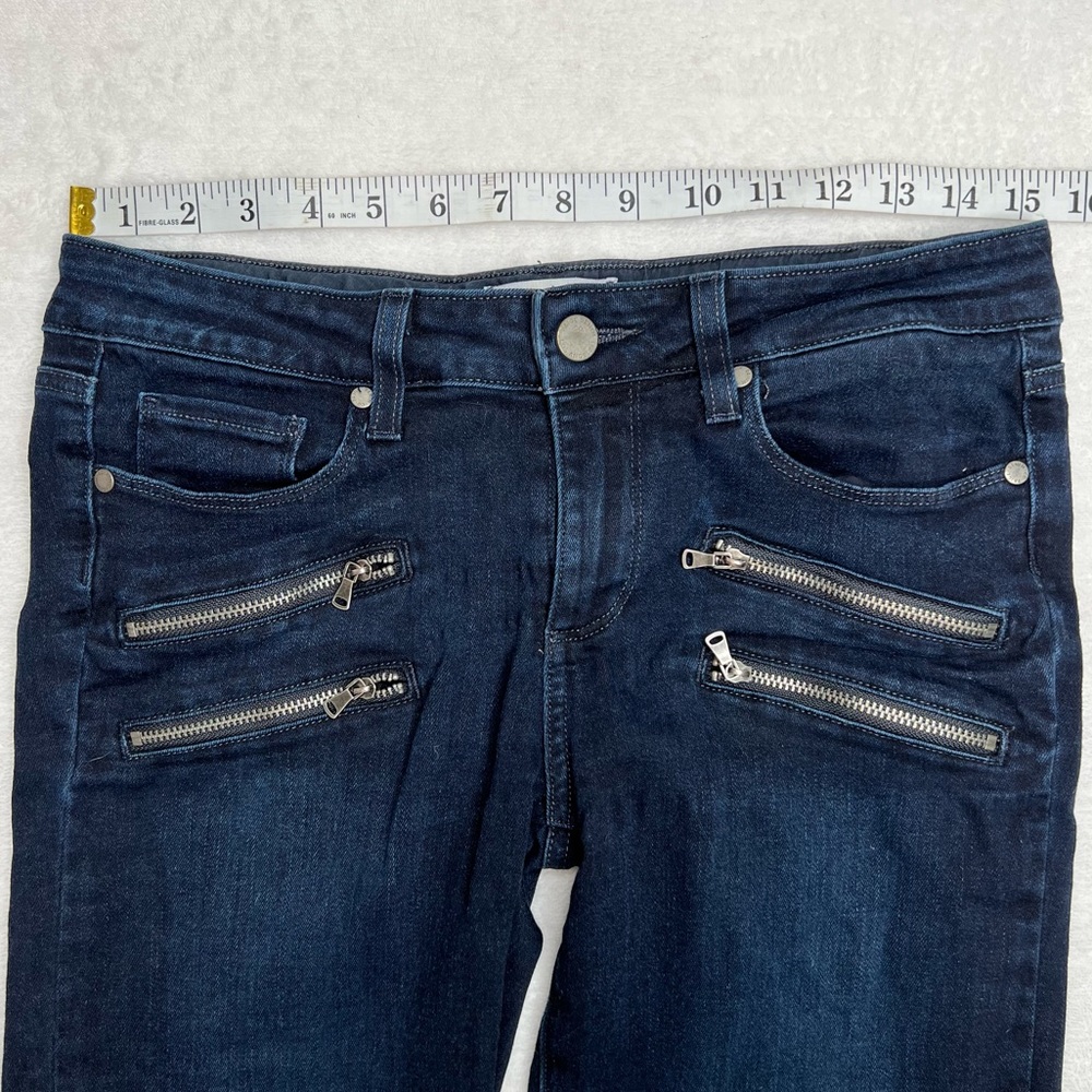 ❌SOLD❌ Paige Edgemont Exposed Double Zipper Jeans, Dark Blue Denim sz 28 Peyton - Picture 8 of 17